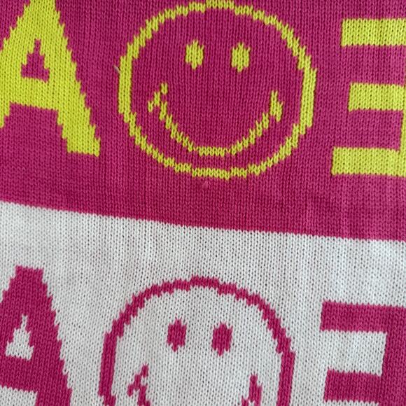 American Eagle x Smiley Oversized Knit Scarf – Colorblock Logo – 18” x 80” - Picture 8 of 9